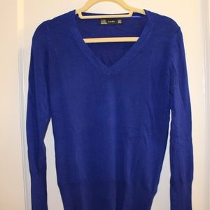 Blue Zara v-neck sweater